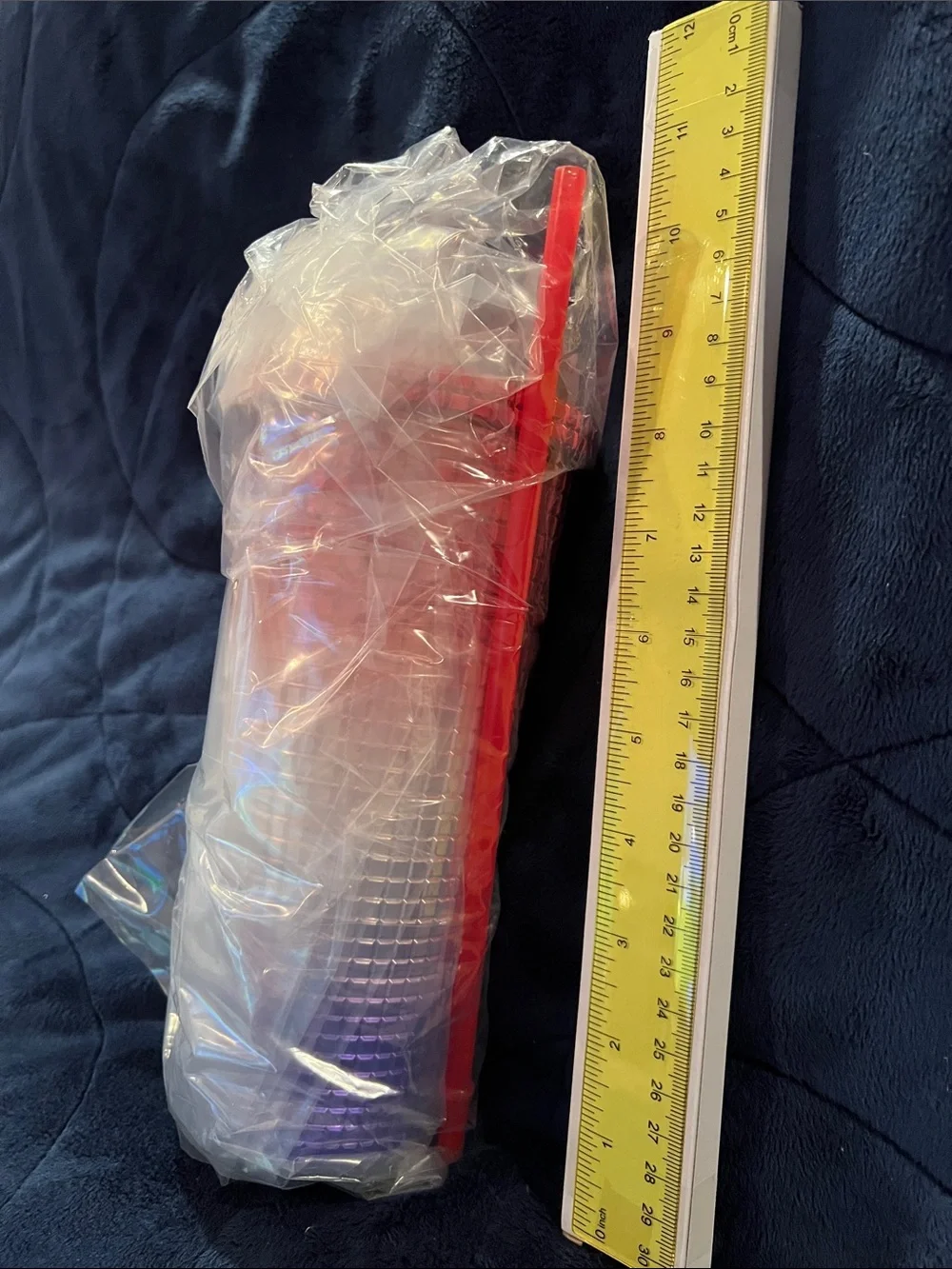 Red, White, Blue Ombre Party Tumbler with Straw- Brand New